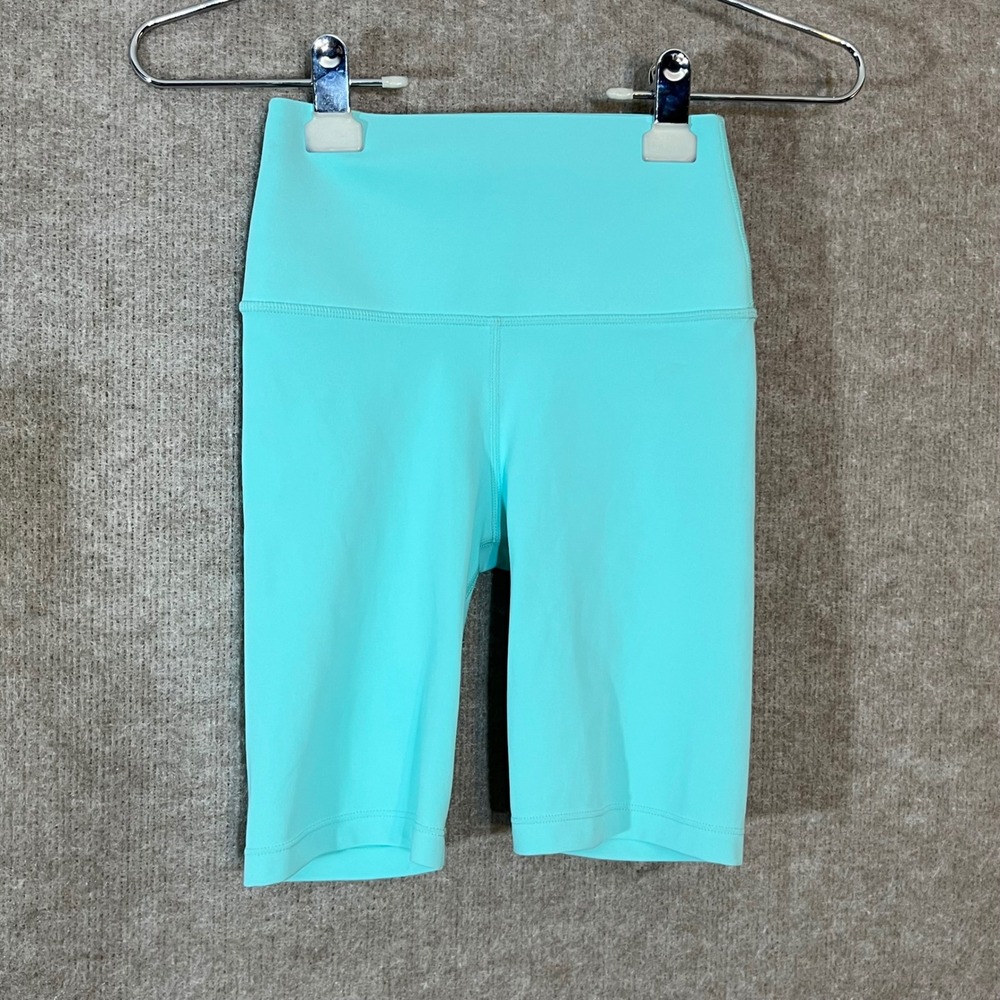 Carbon38 Biker Shorts Womens XXS Aqua High Rise Gym Yoga Athletic Activewear